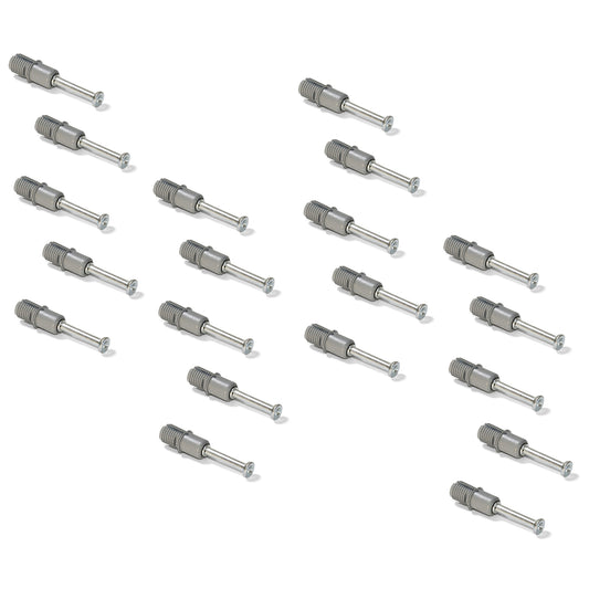 20 Stück Expansionsbolzen, aus Stahl und Kunststoff, Oberfläche: verzinkt, 21,6 mm (27/32″), 5912805 für Exzenterverbinder, Regalböden, Schrankteile
