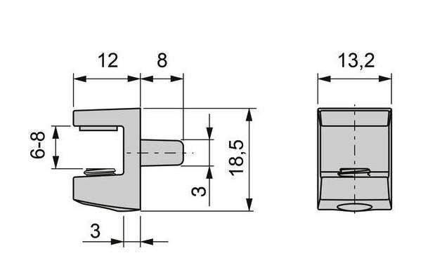 8 pieces of high-quality glass shelf supports, surface: nickel-plated, 3 mm (1/8″), 4010007 for glass shelves, glass cabinet shelves, bathroom cabinets