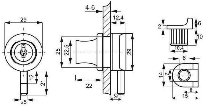 Glastürschloss aus Zamak mit Grifffunktion, 29 mm (1,2″) 14.09.125. Massiver Glastürschloss aus Zamak, auch als Glastürknopf geeignet, verchromt, für Vitrinenschrank, Glasschrank, Glastür, von SISO Denmark