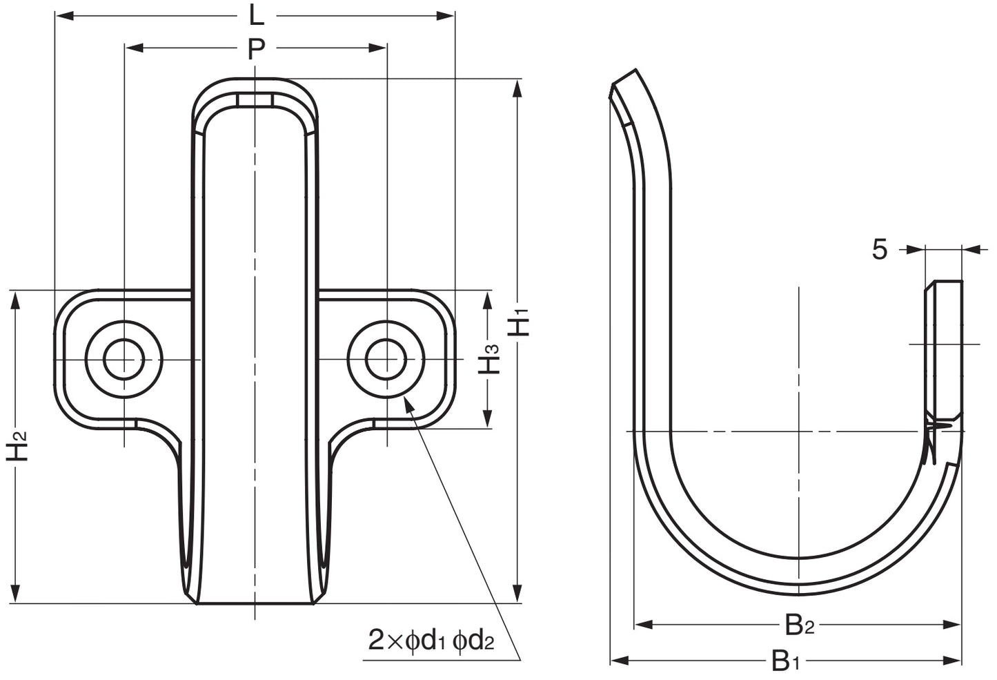 Hochwertiger großer Universalhaken aus Edelstahl SUS304, Oberfläche: matt und poliert, 85 mm (3,4″), 5H-85TT. Handtuchhaken aus V2A für Badezimmer, Schiffbau, Wohnmobil, Außenbereich, feuchte Umgebung und viel mehr, von Sugatsune / LAMP® (Japan)