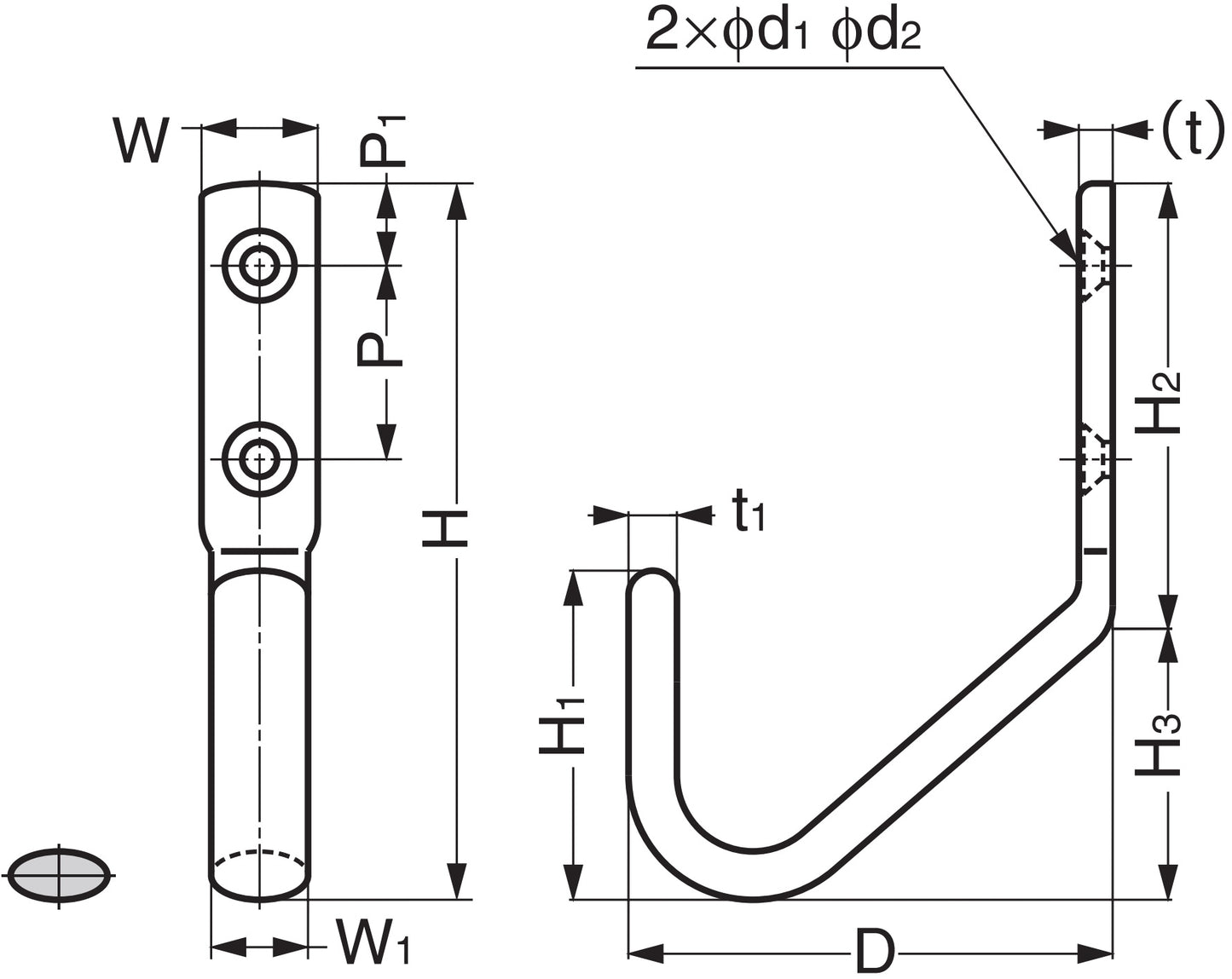 Hochwertiger großer Universalhaken mit extra viel Abstand zur Wand, aus rostfreiem Edelstahl, Oberfläche: glänzend poliert, 50 mm (2″), JF50M. Handtuchhaken aus V2A für Schiffbau, Außenbereich und viel mehr, von Sugatsune / LAMP® (Japan)