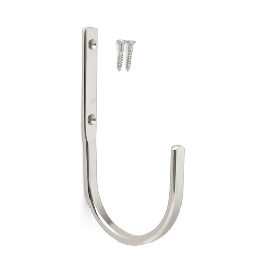 High-quality, large, universal hook made of stainless steel, surface: glossy polished, 110 mm (4.4"), JF110M. V2A towel hook for humid environments, shipbuilding, outdoor use, and much more, from Sugatsune / LAMP® (Japan)