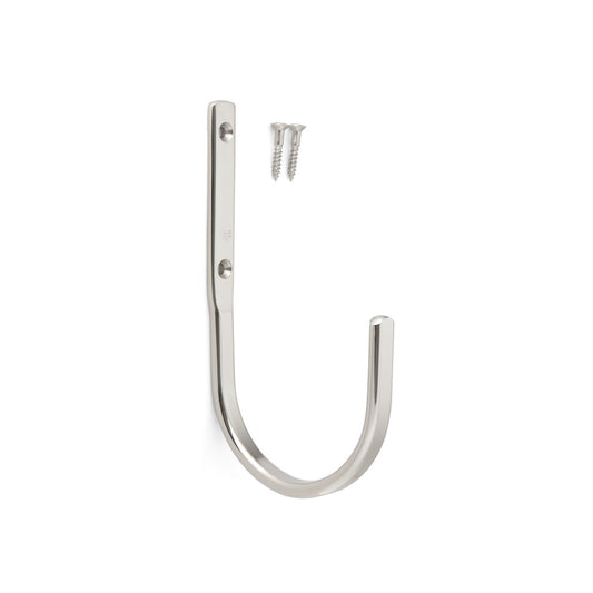 High-quality, large, universal hook made of stainless steel, surface: glossy polished, 45 mm (1.8"), JF45M. V2A towel hook for humid environments, shipbuilding, outdoor use, and much more, from Sugatsune / LAMP® (Japan)