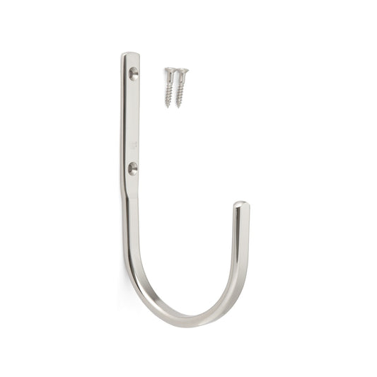 High-quality, large, universal hook made of stainless steel, surface: glossy polished, 68 mm (2.7"), JF70M. V2A towel hook for humid environments, shipbuilding, outdoor use, and much more, from Sugatsune / LAMP® (Japan)