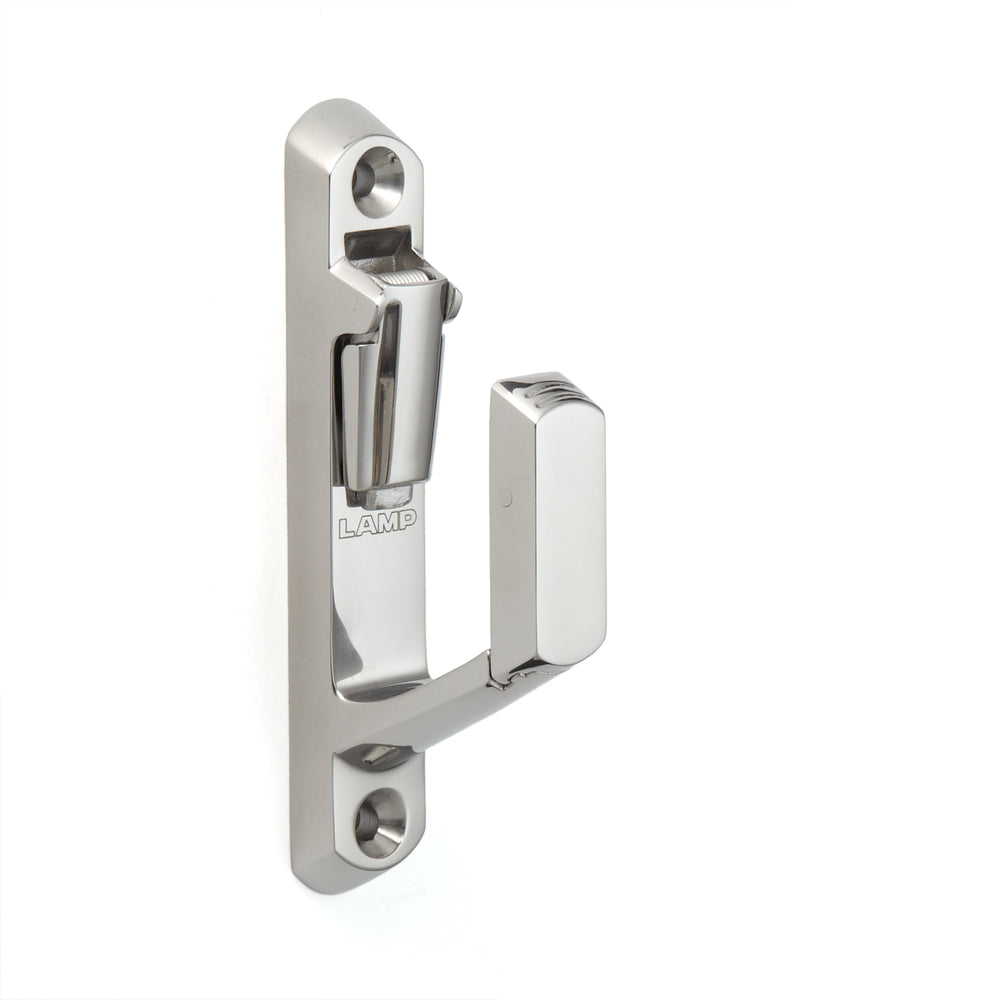 High-quality hook with safety catch made of SUS316 stainless steel, EN-E107. Rope hook with safety catch made of V4A for shipbuilding, outdoor use, humid environments, harsh environments, and much more, from Sugatsune / LAMP® (Japan)