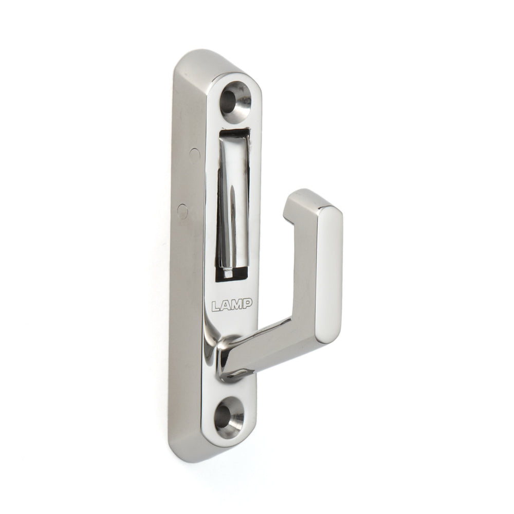 High-quality hook with safety catch made of SUS316 stainless steel, EN-K84. Rope hook with safety catch made of V4A for shipbuilding, outdoor use, humid environments, harsh environments, and much more, from Sugatsune / LAMP® (Japan)