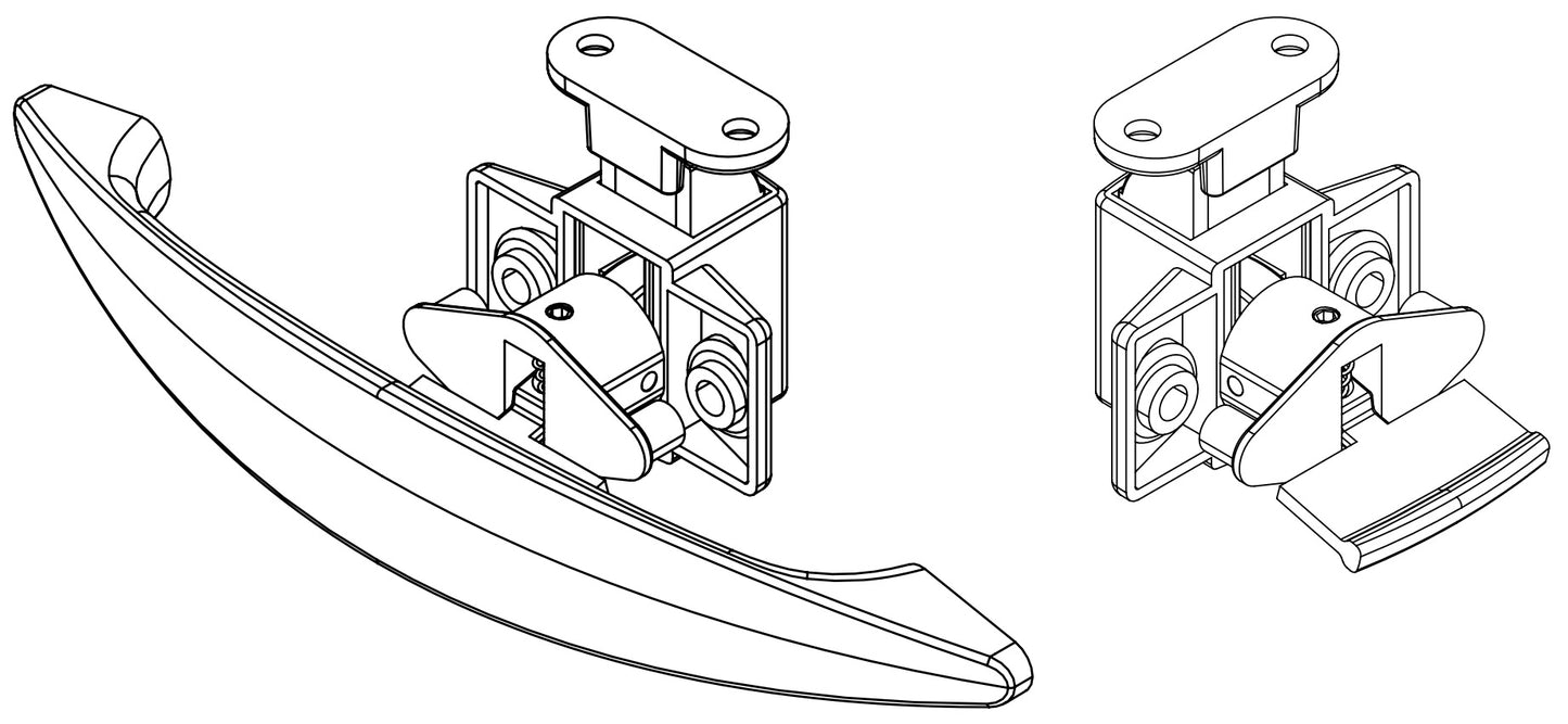 High-quality lever handle lock, made of Zamak, surface: chrome-plated, 14.03.080-0+14.03.080-5 for yachts, caravans, private jets, and caravans