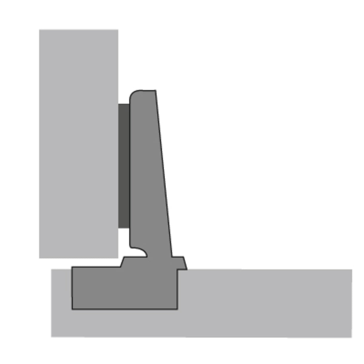 Hettich Intermat 110°-Scharnier 48049, Bohrbild 52 x 5,5 mm mit kreuzförmiger Montageplatte. Möbelband Intermat 9943, vorliegend für Standardtür (Holztür), Holzrahmentür, Aluminiumrahmentür, zum Anschrauben, von Hettich