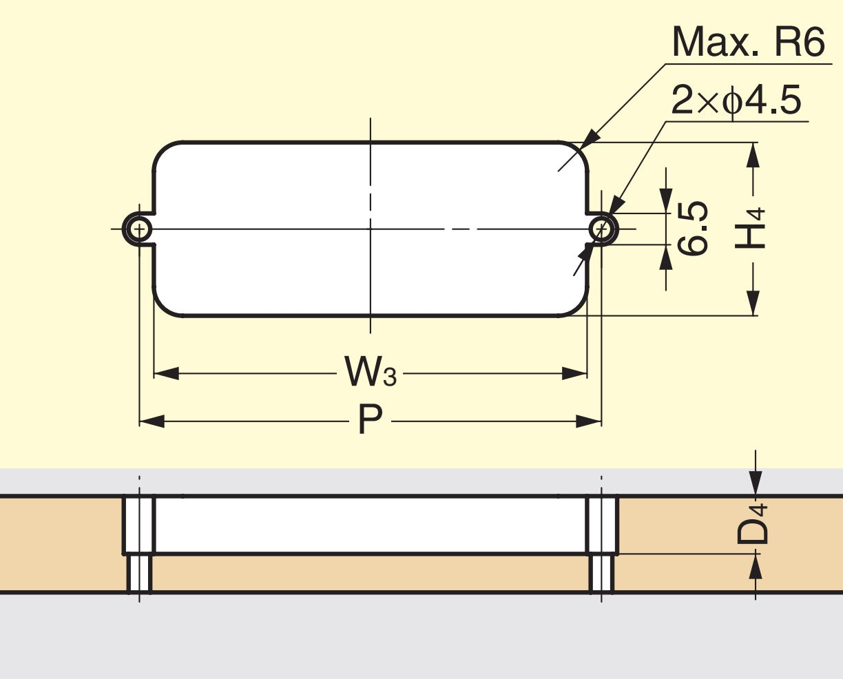 Hochwertige rechteckige Griffmuschel aus robustem Kunststoff, Oberfläche: Elfenbein, 110 mm (4,4″) HH-JS110-IV. Möbelgriff HH-JS110-IV für Blech, Holz, Schubkasten, Metallschrank, Holzschrank, Büromöbel, Schlafzimmermöbel, von Sugatsune / LAMP® (Japan)