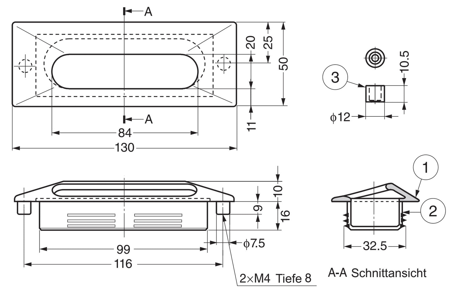 Hochwertige rechteckige Griffmuschel aus massiver Zinklegierung, Oberfläche: Bronze, 130 mm (5,2″) UTZ-130SCP. Möbelgriff UTZ-130SCP für Blech, Holz, Schubkasten, Schrank, Büromöbel, Schlafzimmermöbel, von Sugatsune / LAMP® (Japan)