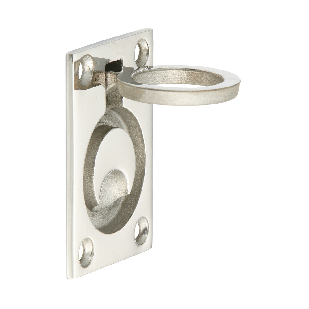 Folding ring-shaped stainless steel handle V4A, 62.5 mm (2.5") 26901. Folding ring-shaped handle made of the finest corrosion-free stainless steel V4A (SUS316), suitable for humid, harsh, and highly corrosive environments from Sugatsune / LAMP® (Japan)