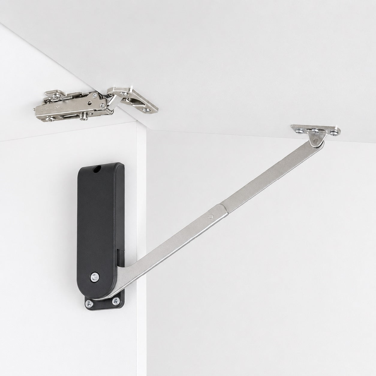 High-quality flap stay, finish: black, version: right, HDS-30HR-BL for lift-up flaps, kitchen furniture