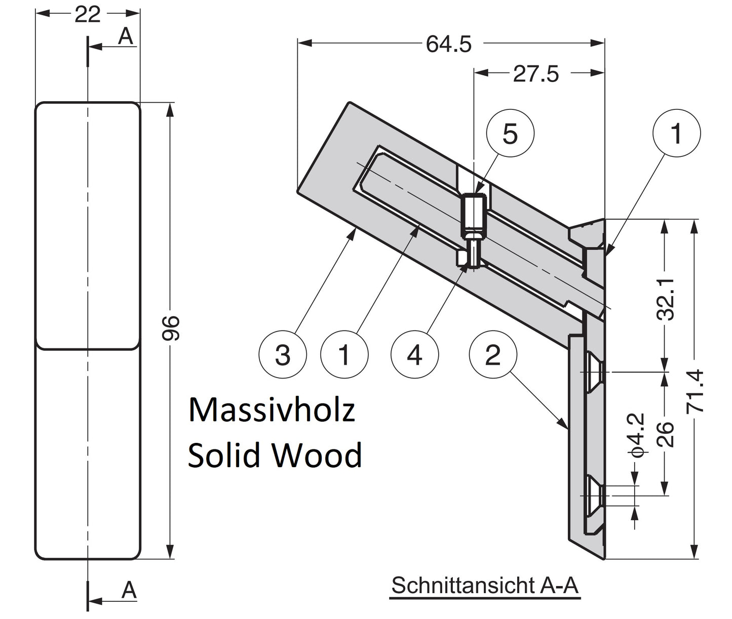 Hochwertiger Kleiderhaken mit Hakenspitze aus Massivholz, für Wandmontage, aus hochwertiger japanischen Hopfenbuche, Tragkraft: 10 kg, PXB-WM05-111-AS. Massivholzhaken für Garderobe, Wohnzimmer und viel mehr, von Sugatsune / LAMP® (Japan)