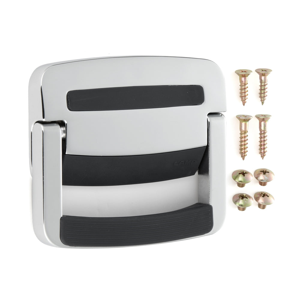 High-quality zinc alloy case handle with spring, 115 mm (4.6") TMU-115. Zinc alloy folding handle for devices, cases, suitcases, amplifiers, and speakers, from Sugatsune / LAMP® (Japan)