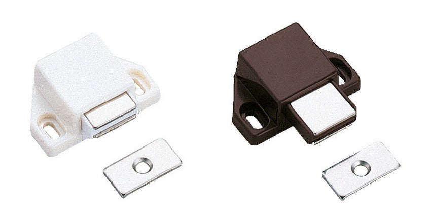 2 loqueteaux magnétiques compacts à bouton-poussoir, avec contreplaque, surface marron, 25 mm (63/64″), ML-30SBR pour portes de meubles, portes d'armoires
