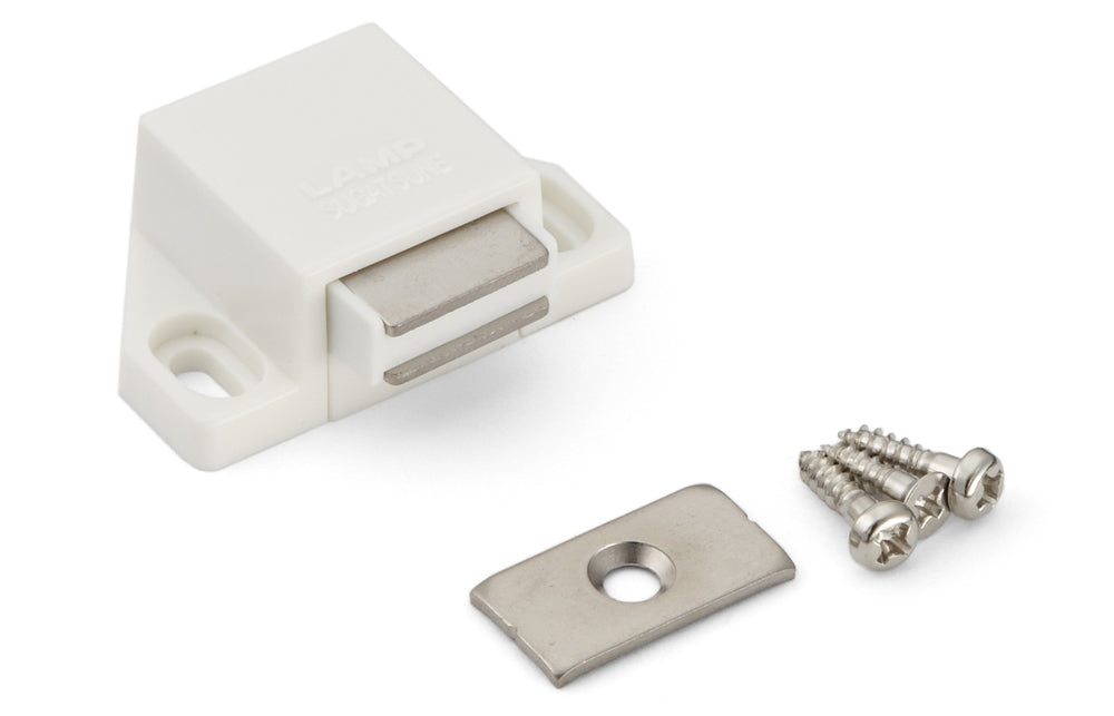 2 loqueteaux magnétiques compacts à fermeture par poussée, avec contreplaque, surface blanche, 25 mm (63/64″), ML-30SW pour portes de meubles, portes d'armoires