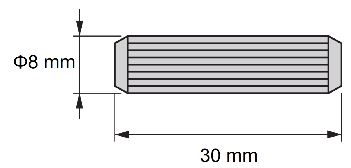 10 Stück Langholzdübel aus Buchenholz, Oberfläche: geriffelt, 30 mm (1,2″) 9091978. Holzdübel 9091978 für Holzpaneele, Holzverbindung, Möbelbau, Regalbau, von EMUCA