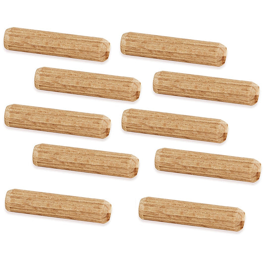 10 Stück Langholzdübel aus Buchenholz, Oberfläche: geriffelt, 30 mm (1,2″) 9095678. Holzdübel 9095678 für Holzpaneele, Holzverbindung, Möbelbau, Regalbau, von EMUCA