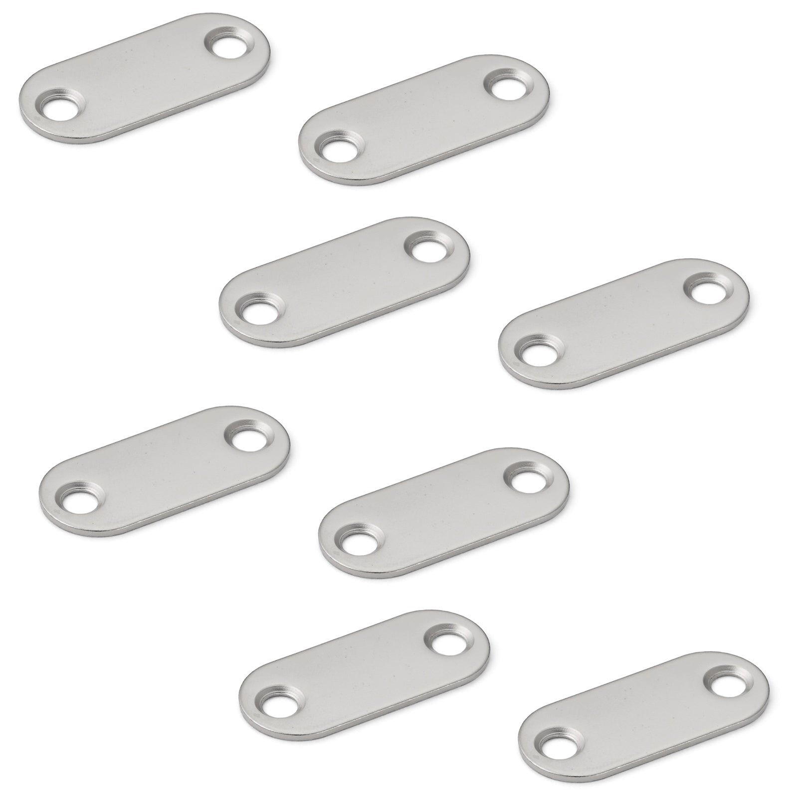 8 Stück Langovale Magnet-Gegenplatte mit 2 Senkbohrungen, MC-YN001U, 35 mm (1-3/8″), von Sugatsune, vernickelt. Produktbild
