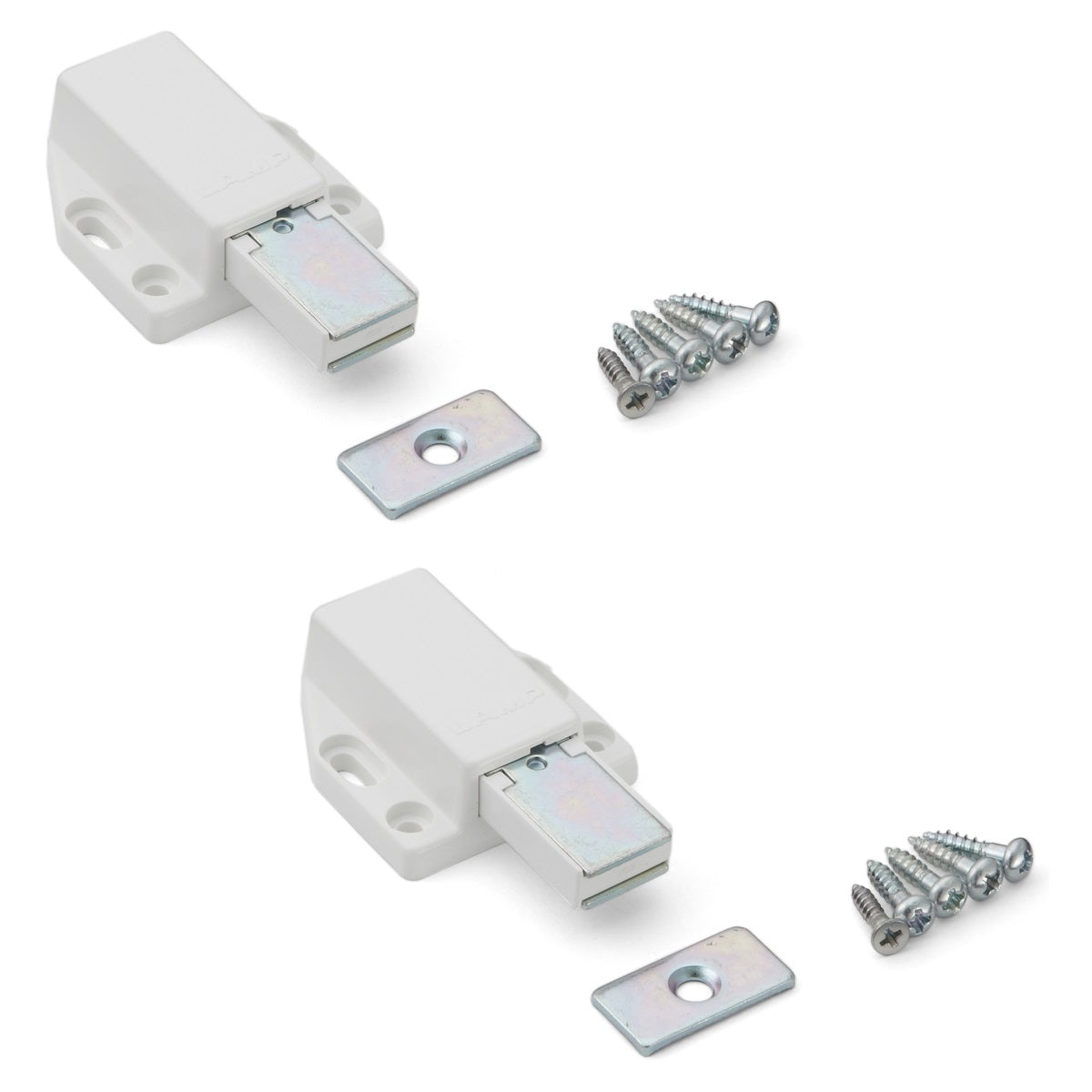 2 Stück Hochwertiger Magnet-Druckschnäpper, inkl. Gegenplatte ML-80W, 38 mm (1-1/2″) von Sugatsune, weiß. Produktbild
