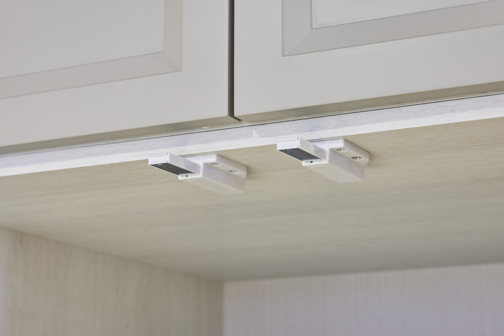 2 loquets magnétiques à bouton-poussoir de haute qualité, avec contreplaque, surface : blanche, 38 mm (1-1/2″), ML-80W pour portes de meubles, portes d'armoires