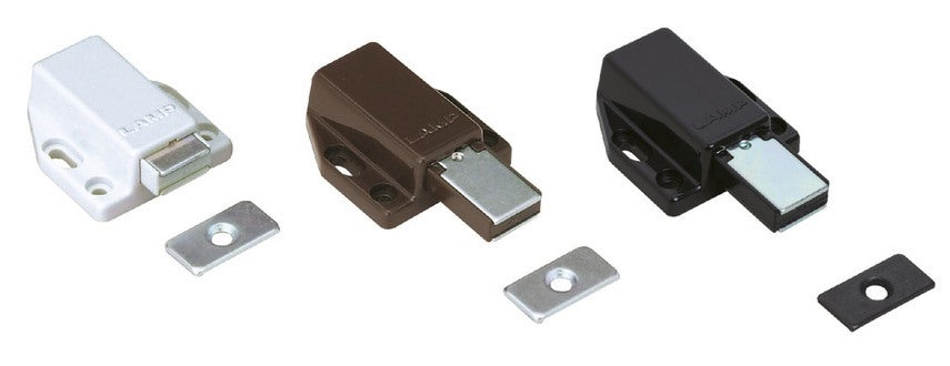 2 loquets magnétiques à bouton-poussoir de haute qualité, avec contreplaque, surface : blanche, 38 mm (1-1/2″), ML-80W pour portes de meubles, portes d'armoires