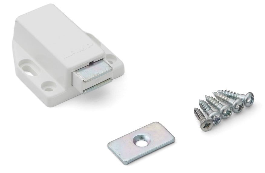 2 loquets magnétiques à bouton-poussoir de haute qualité, avec contreplaque, surface : blanche, 38 mm (1-1/2″), ML-80W pour portes de meubles, portes d'armoires