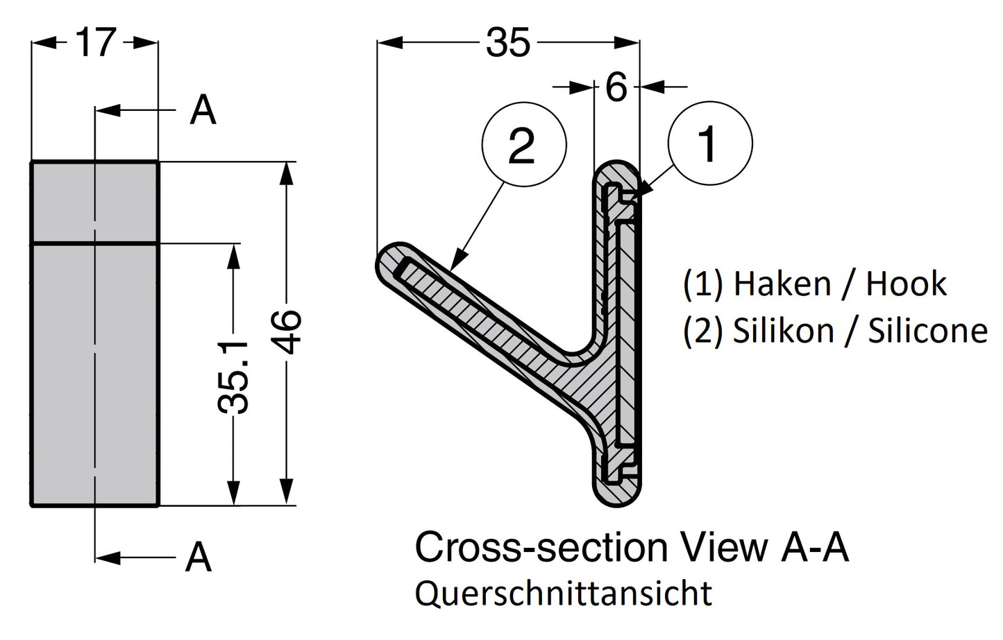 Starker Magnethaken, mit Silikon beschichtet, Oberfläche: grau, 46 mm (1,9″), PXB-GN05M-101-GR. Silikonhaken für Kühlschrank, Magnettafel, Schlüsselwand, Spind, Metallschrank, Metallwand und viel mehr, von Sugatsune / LAMP® (Japan)