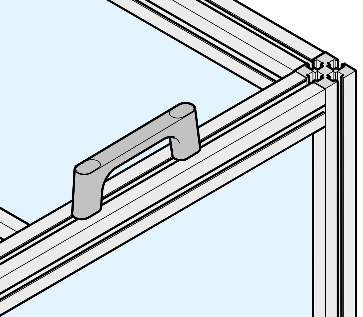 Hochwertiger massiver Gerätegriff aus Zinklegierung (ZDC), verchromt, satiniert matt mit grauen Abdeckkappen, 125 mm (5″) KMH-100-GR. Maschinengriff KMH-100-GR für Industrieschrank, Produktionsanlage, Maschinenbau, von Sugatsune / LAMP® (Japan)