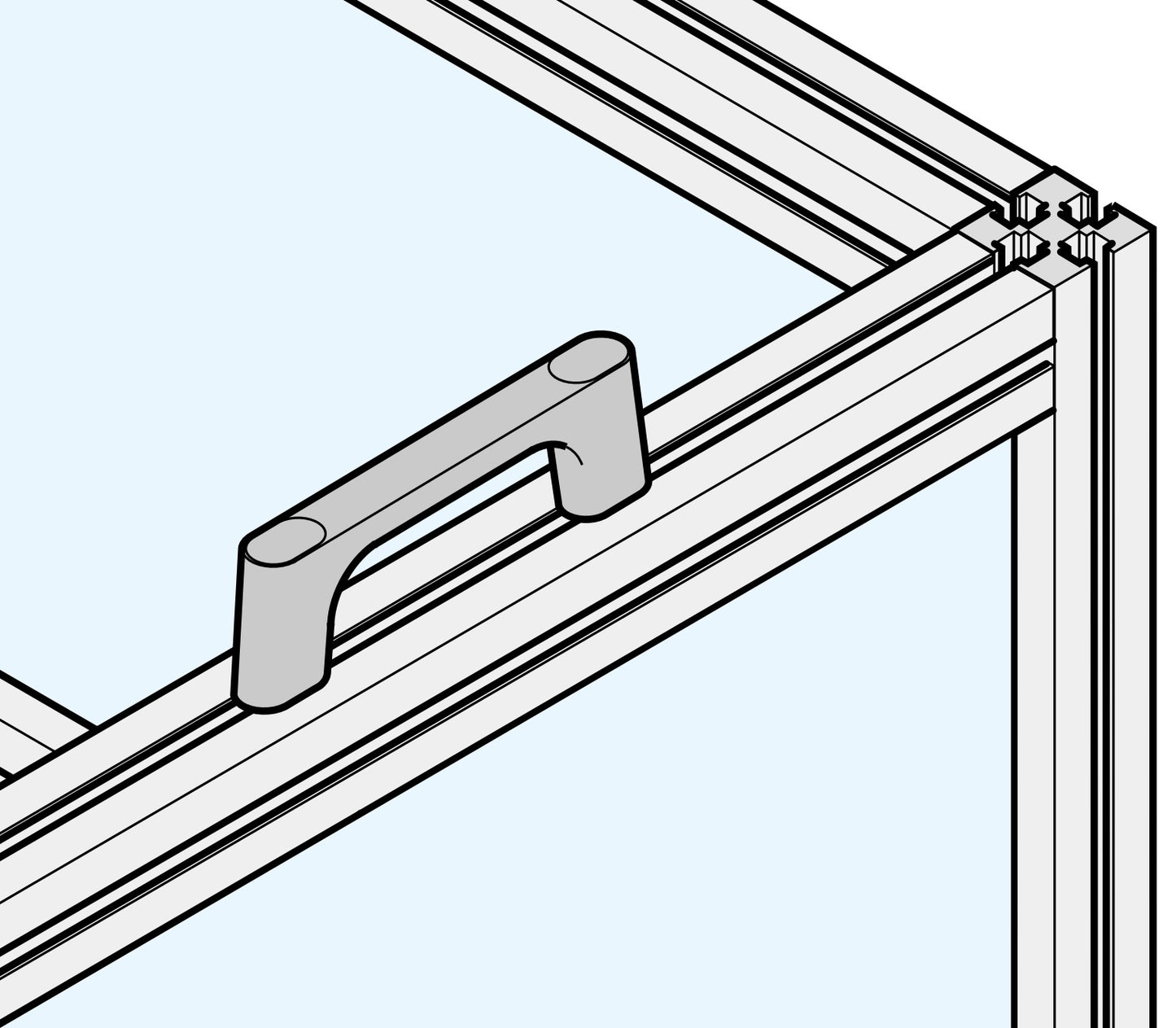 Hochwertiger massiver Gerätegriff aus Zinklegierung (ZDC), verchromt, satiniert matt mit grauen Abdeckkappen, 145 mm (5,8″) KMH-120-GR. Maschinengriff KMH-120-GR für Industrieschrank, Produktionsanlage, Maschinenbau, von Sugatsune / LAMP® (Japan)