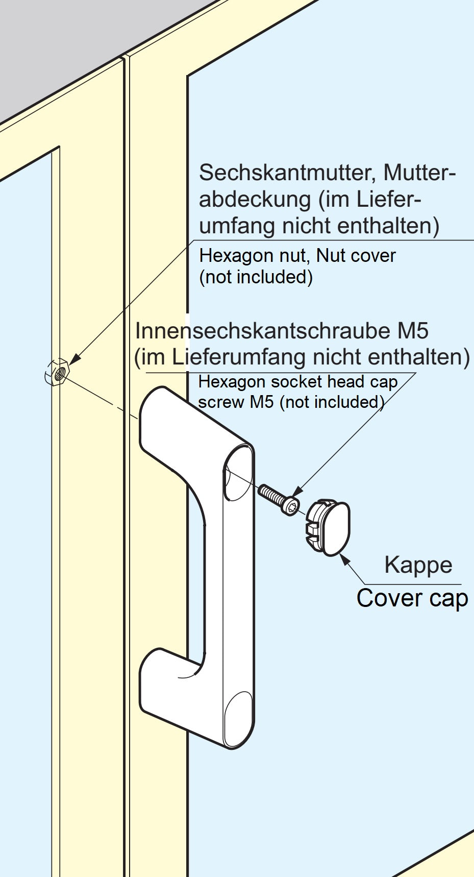 Hochwertiger massiver Gerätegriff aus Zinklegierung (ZDC), verchromt, satiniert matt mit grauen Abdeckkappen, 145 mm (5,8″) KMH-120-GR. Maschinengriff KMH-120-GR für Industrieschrank, Produktionsanlage, Maschinenbau, von Sugatsune / LAMP® (Japan)