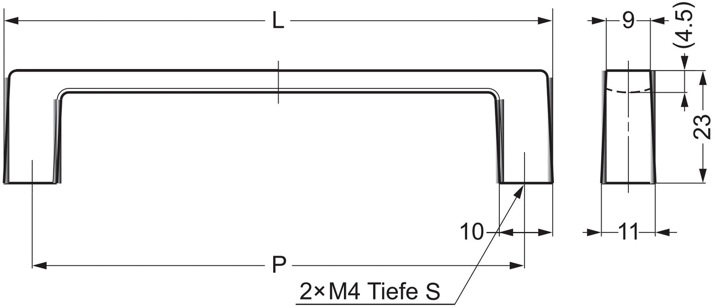 Hochwertiger massiver Möbelgriff aus Zinklegierung (ZDC), verchromt, satiniert matt, 112 mm (4,5″) 936-100-DC. Schrankgriff 936-100-DC aus Zinklegierung (ZDC) für Küchenschrank, Wohnzimmerschrank, Schlafzimmermöbel, von Sugatsune / LAMP® (Japan)