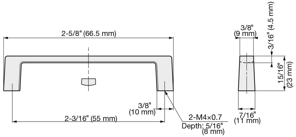 Hochwertiger massiver Möbelgriff aus Zinklegierung (ZDC), verchromt, satiniert matt, 66,5 mm (2,7″) 936-55-SCR. Schrankgriff 936-55-SCR aus Zinklegierung (ZDC) für Küchenschrank, Wohnzimmerschrank, Schlafzimmermöbel, von Sugatsune / LAMP® (Japan)