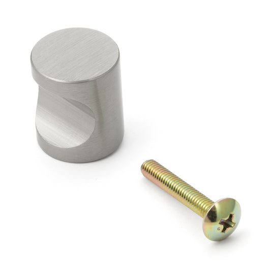 Poignée de meuble de haute qualité en laiton, surface : nickelée, satinée mate, 18 mm (0,8″) MRB-18. Bouton de poignée en laiton pour tiroirs, portes de meubles, armoires de cuisine, armoires de bureau et bien plus encore, de Sugatsune / LAMP® (Japon)