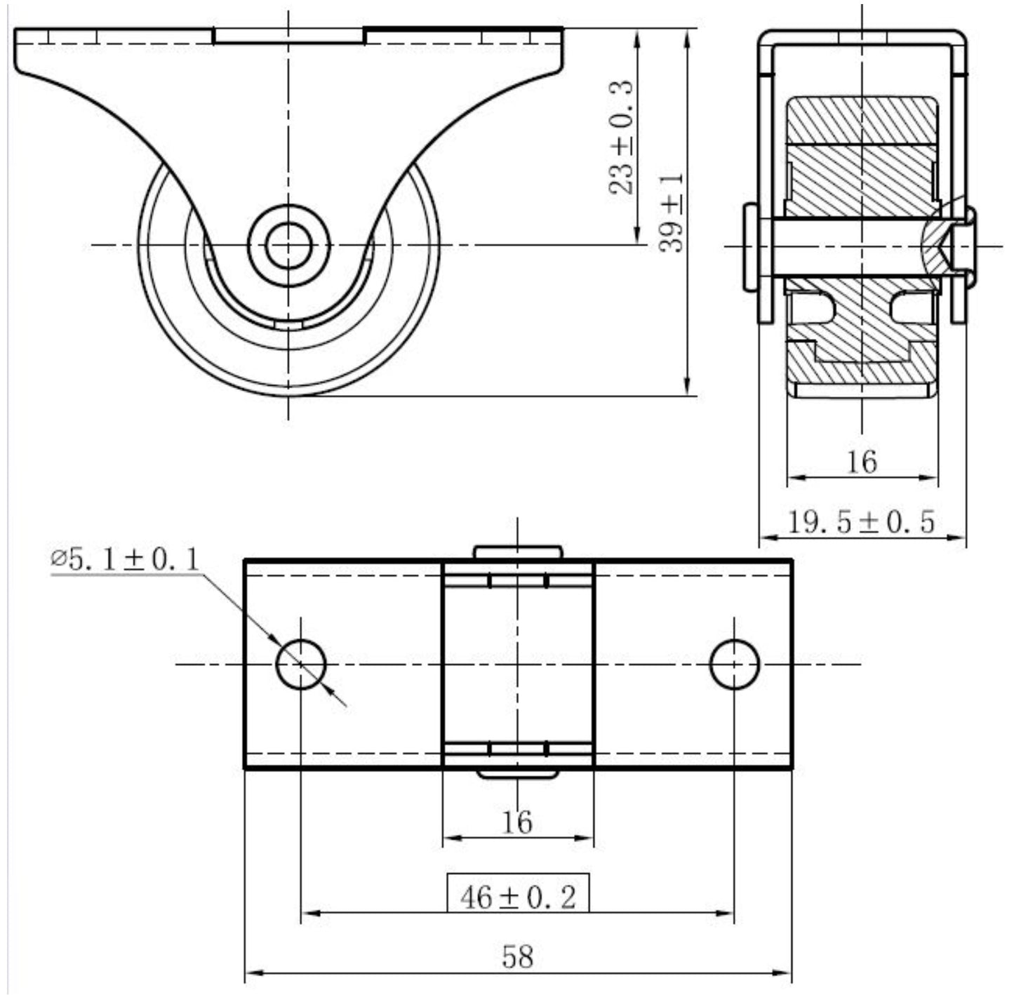 4 Stück Möbelrollen, aus robustem Polyurethan, Oberfläche: grau, 32 mm (1,3″), 08.06.042. Rollensatz für Unterbettkommode, Spielzeugbox, Kiste, Kasten, Geräte, Möbel und viel mehr, von SISO Denmark