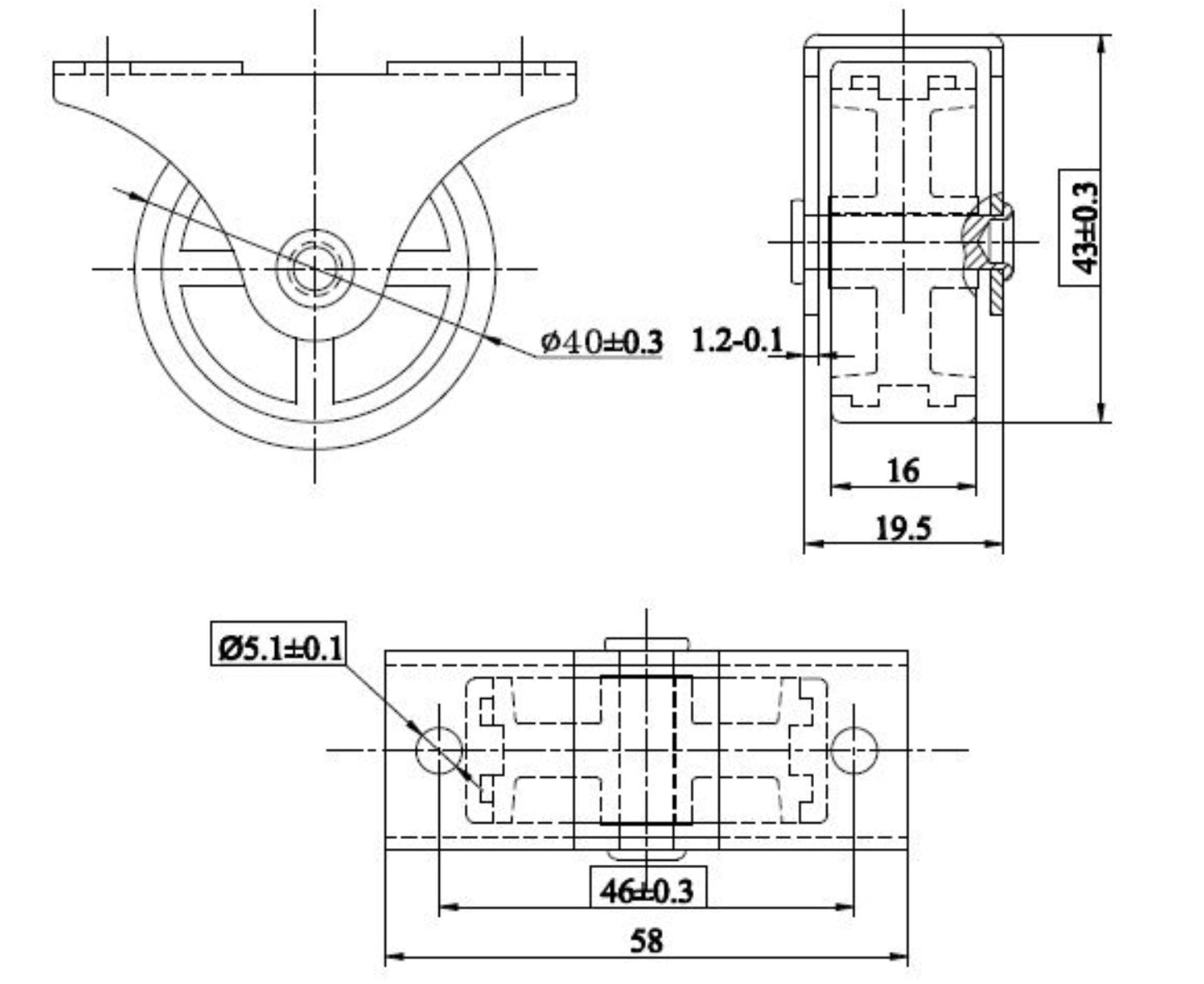 4 Stück Möbelrollen, aus robustem Polyurethan, Oberfläche: grau, 40 mm (1,6″), 08.06.044-0. Rollensatz für Unterbettkommode, Spielzeugbox, Kiste, Kasten, Geräte, Möbel und viel mehr, von SISO Denmark