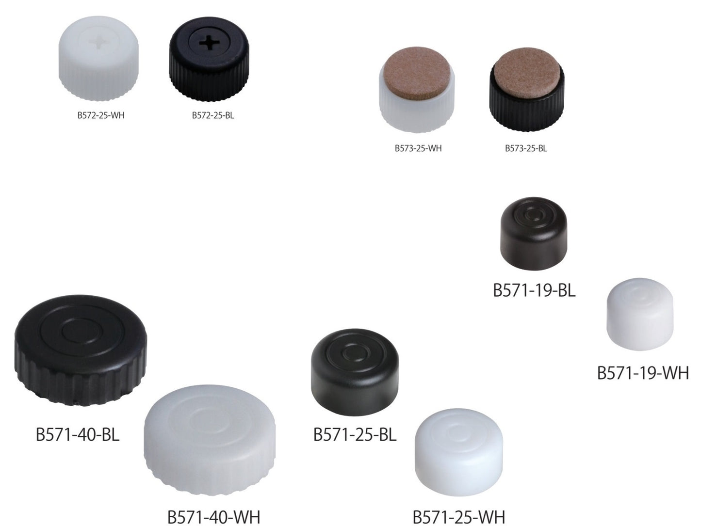 4 Stück robuster Möbelversteller, Tragkraft: 800 kg, weiß, Durchmesser: ⌀40 mm, Standard, B571-40-WH für Tischbeine, Möbelbeine, Schrankfüße