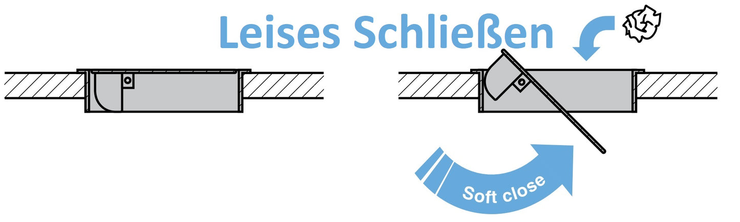 Hochwertige Müllklappe mit Soft-Close, aus rostfreiem Edelstahl, Oberfläche: satiniert matt, 170 mm (6,7″), Ausführung: rechteckig, AD-KH015-HL. Selbstschließende Edelstahlmüllklappe, für Küchenmöbel und viel mehr, von Sugatsune / LAMP® (Japan)