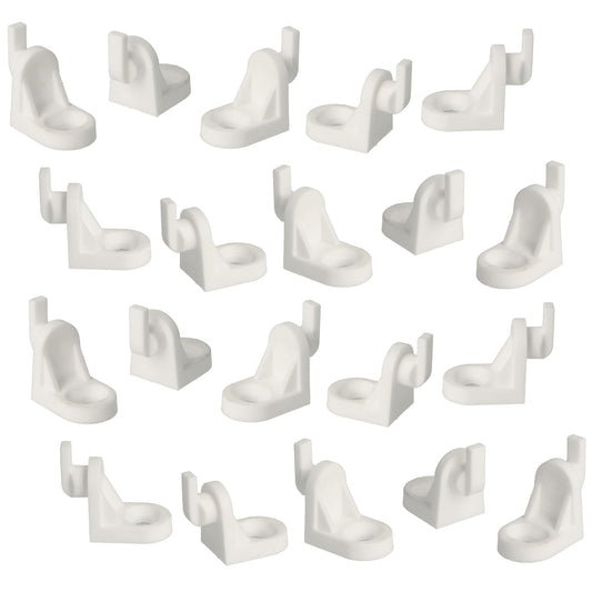 20 pieces practical cabinet back panel fastening with hooks, made of plastic, surface: white, 11.05.501-0 for cabinet back panel
