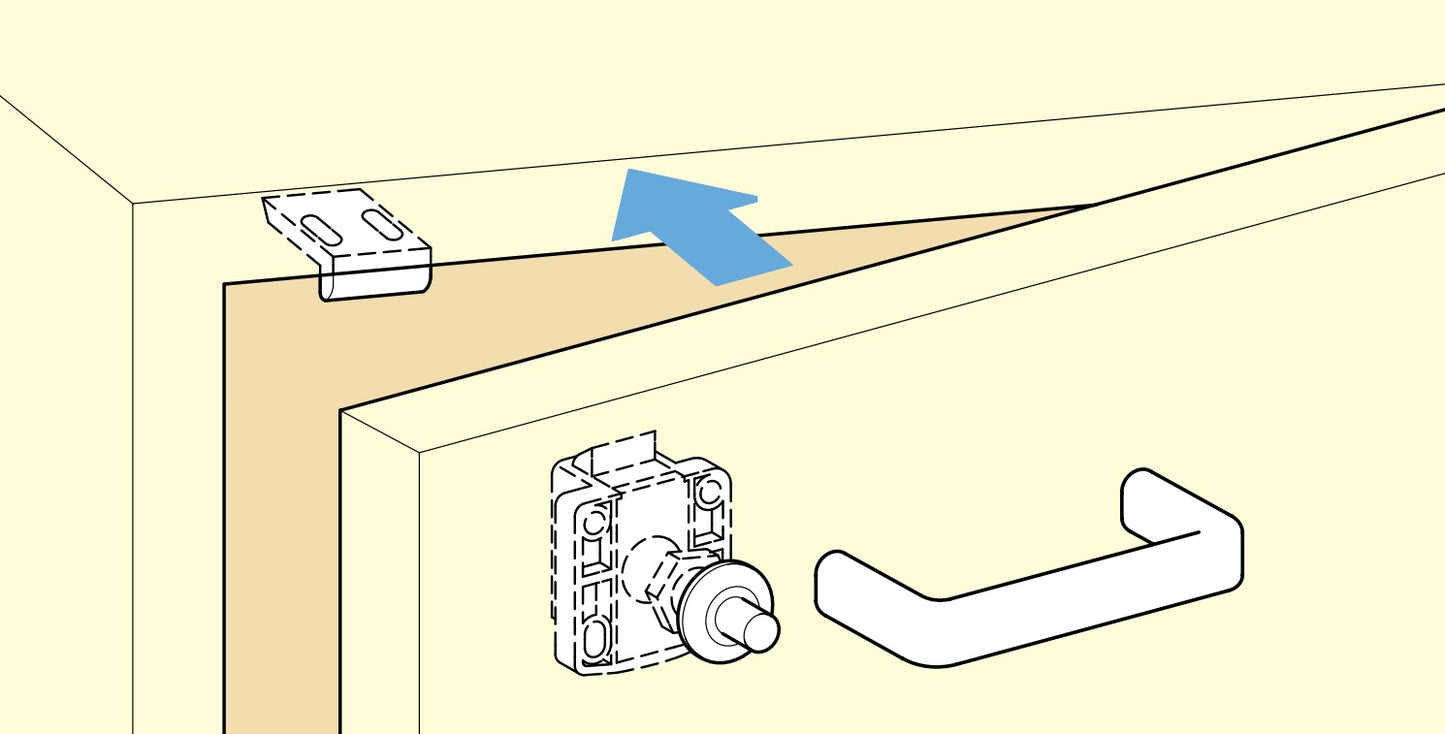 Serrure à bouton-poussoir pour épaisseurs de porte de 18 à 21 mm, surface : ivoire, SL-B211-I pour aménagements de camping-cars, intérieurs de yachts, mobilier de caravane