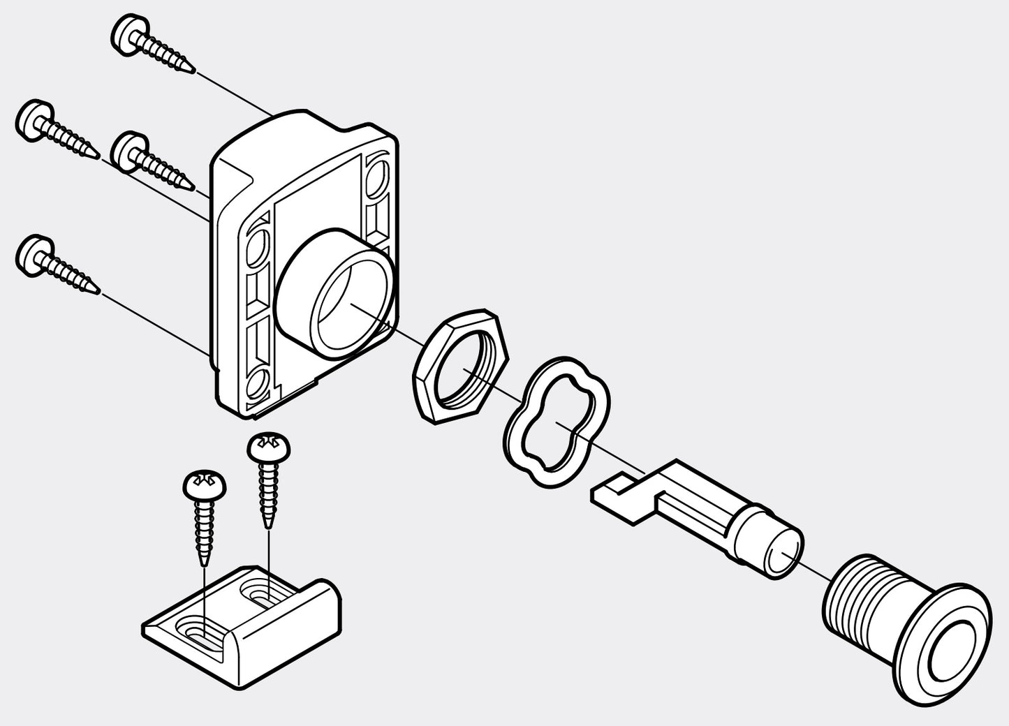 Serrure à bouton-poussoir pour épaisseurs de porte de 18 à 21 mm, surface : ivoire, SL-B211-I pour aménagements de camping-cars, intérieurs de yachts, mobilier de caravane