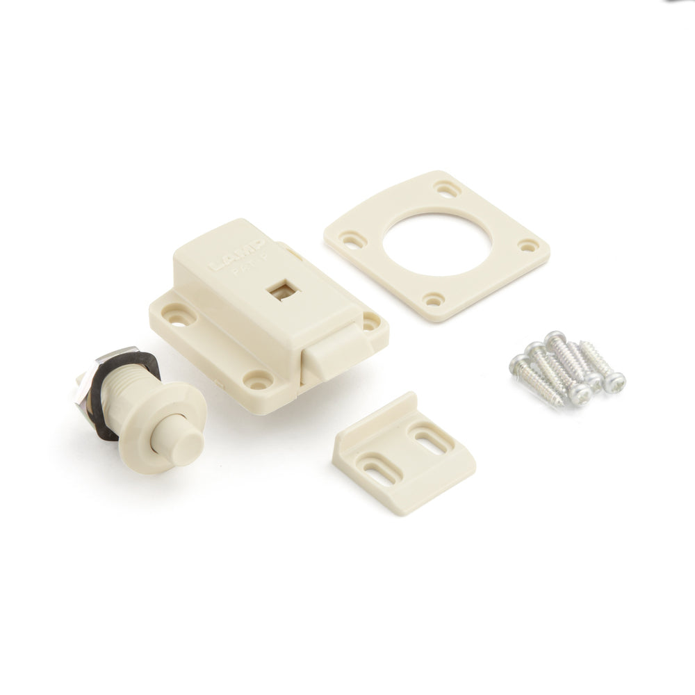 Serrure à bouton-poussoir pour épaisseurs de porte de 18 à 21 mm, surface : ivoire, SL-B211-I pour aménagements de camping-cars, intérieurs de yachts, mobilier de caravane