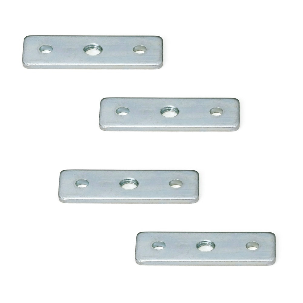 4 rectangular screw-on plates with M8 thread, mounting plate, made of solid zinc alloy, 60 mm (2.4"), AD-561. Mounting plate, for furniture feet, furniture casters, machine feet, cabinet legs, sofa feet, and much more, from Sugatsune / LAMP® (Japan)