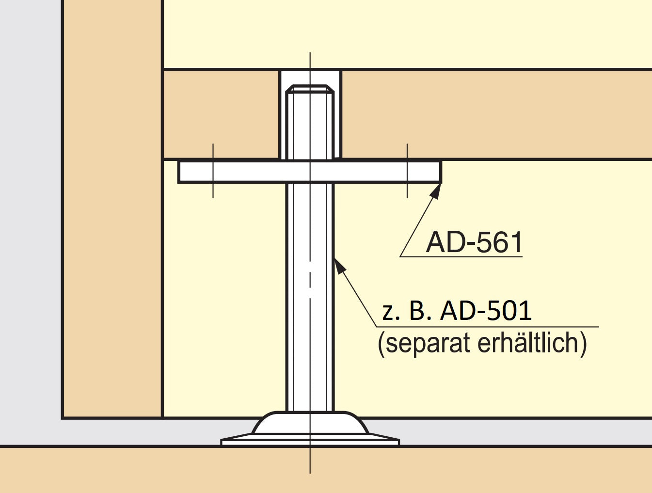 4 rectangular screw-on plates with M8 thread, mounting plate, made of solid zinc alloy, 60 mm (2.4"), AD-561. Mounting plate, for furniture feet, furniture casters, machine feet, cabinet legs, sofa feet, and much more, from Sugatsune / LAMP® (Japan)