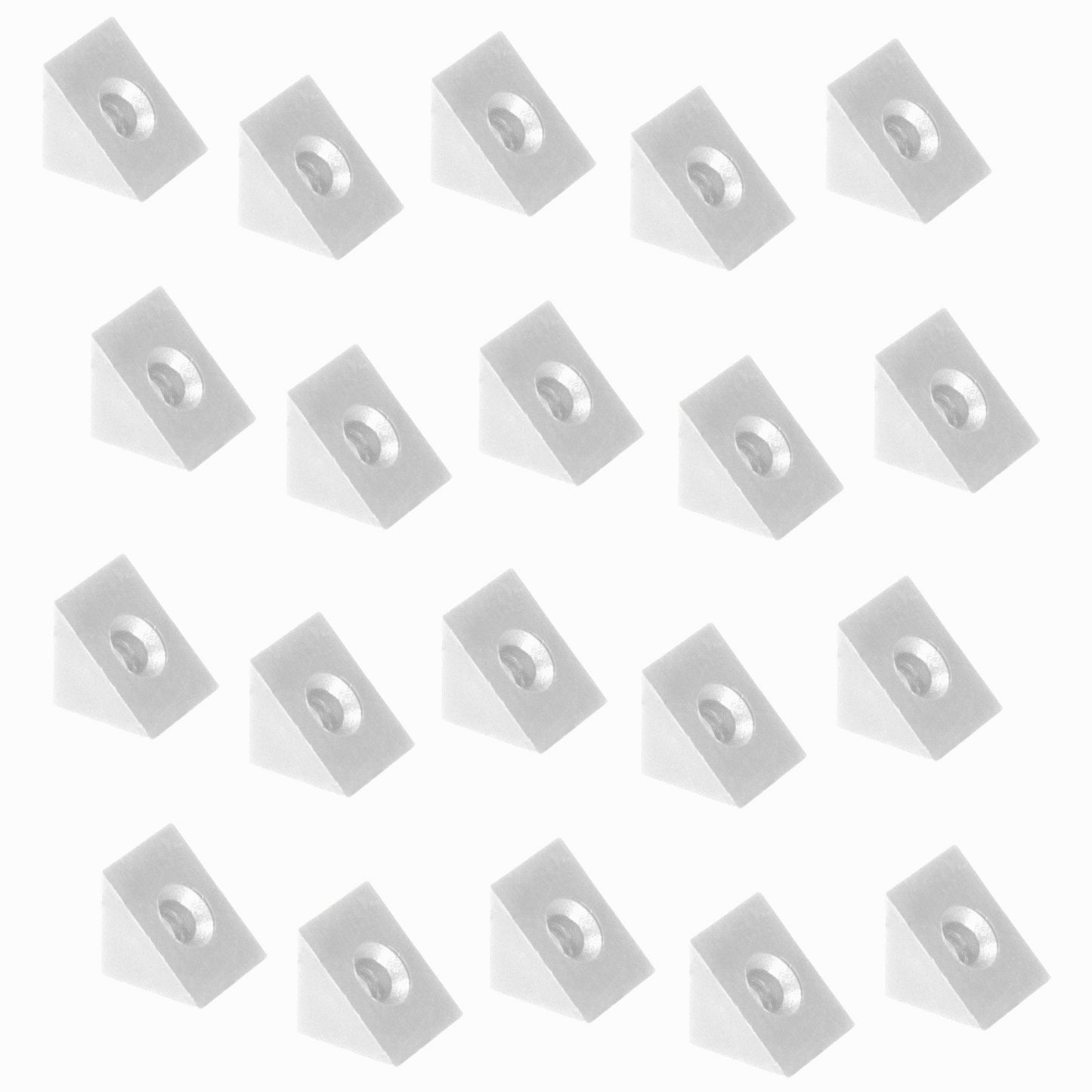 20 rectangular cabinet back panel fixings, with connecting hole, threaded, made of robust plastic, white, 11.5 mm (0.5") 9069715. Drawer wedge E.AF.W for shelves, cabinet back panels, drawer bottoms and much more, by EMUCA