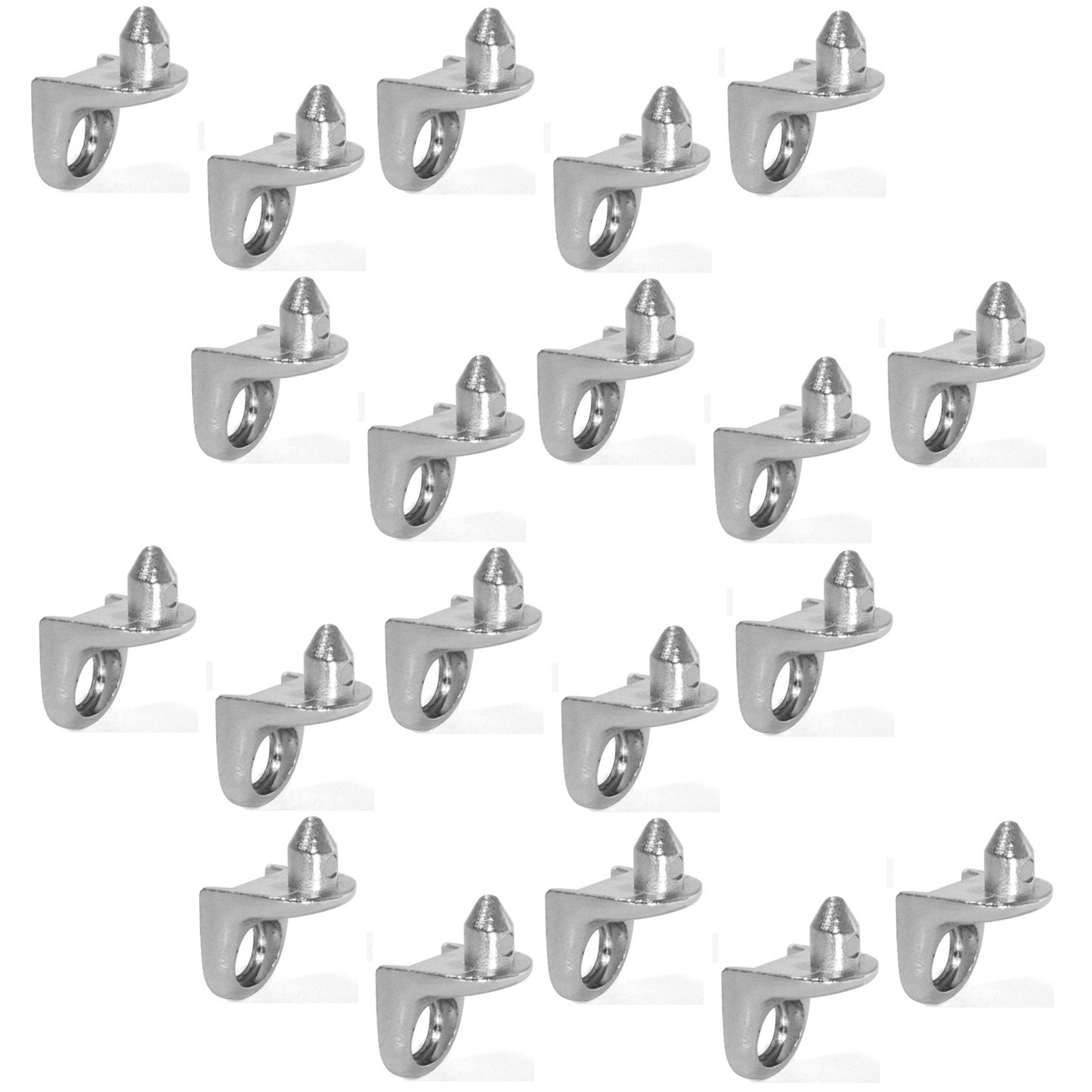 Pack of 20 zinc alloy shelf supports, nickel-plated finish 8014107. Zinc alloy shelf supports for shelves, cabinet shelves, shelves, cabinets, racks and much more, by EMUCA