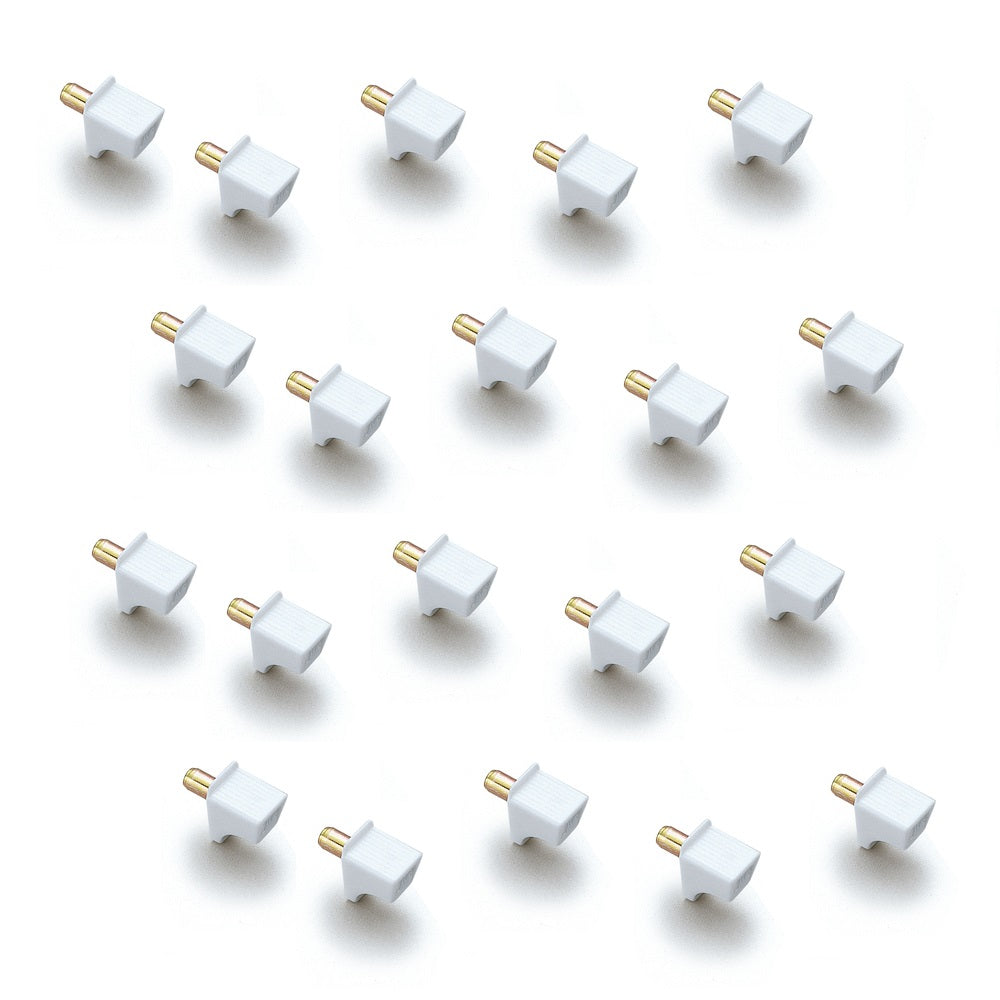 20 high-quality shelf supports, made of robust polyamide, load capacity: 40 kg (89 lbs), surface: white, design: flat, SS-323W. Shelf supports for shelves, cabinet shelves, shelves, and much more, from Sugatsune / LAMP® (Japan)