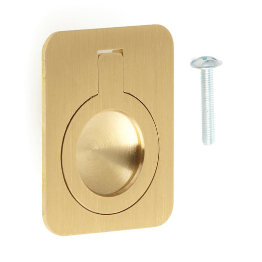 Ring-shaped folding handle made of brass, finish: satin matte, 47.5 mm (1.9") 587-60SB. Ring handle 587-60SB for motorhomes, boats, inspection hatches, and access doors, from Sugatsune / LAMP® (Japan)