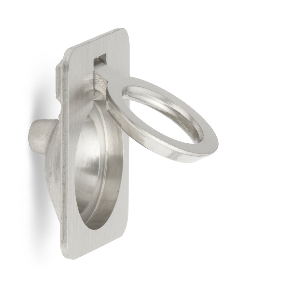 Ring-shaped folding handle made of brass, finish: white bronze, satin matte, 30.5 mm (1.3") 587-40WB. Ring handle 587-40WB for RV, boat, inspection hatch, inspection door, by Sugatsune / LAMP® (Japan)
