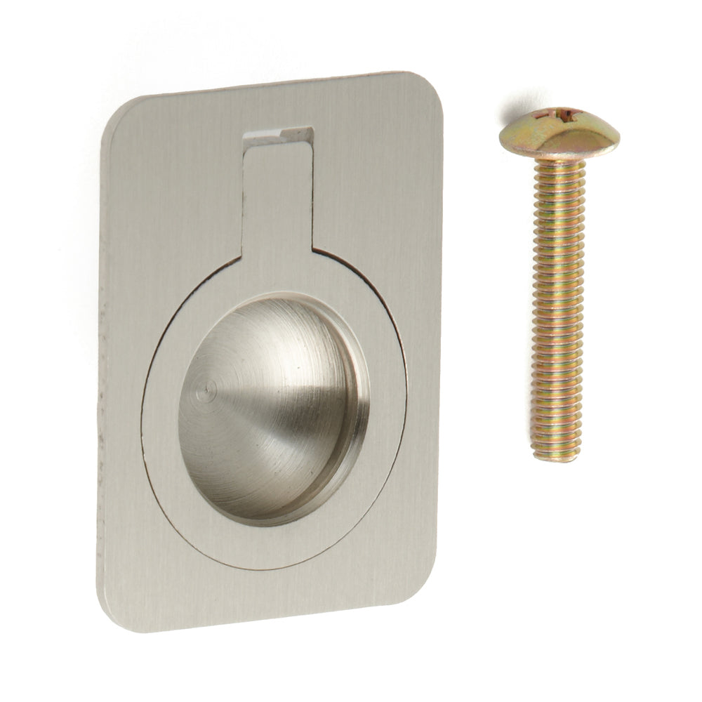 Ring-shaped folding handle made of brass, finish: white bronze, satin matte, 30.5 mm (1.3") 587-40WB. Ring handle 587-40WB for RV, boat, inspection hatch, inspection door, by Sugatsune / LAMP® (Japan)